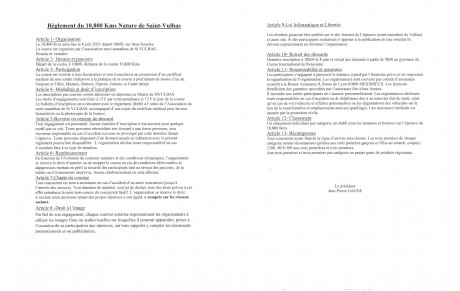 Règlement - 10,800 kms Nature de Saint Vulbas le 8 juin 2025