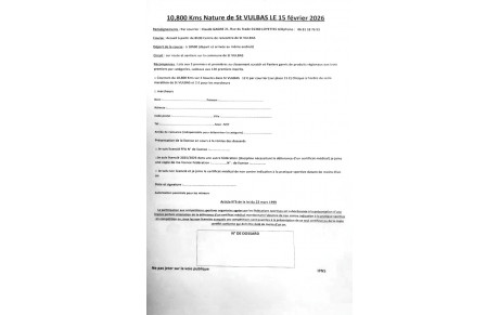 Inscription - 10,800 kms Nature de Saint Vulbas - 15 février 2026